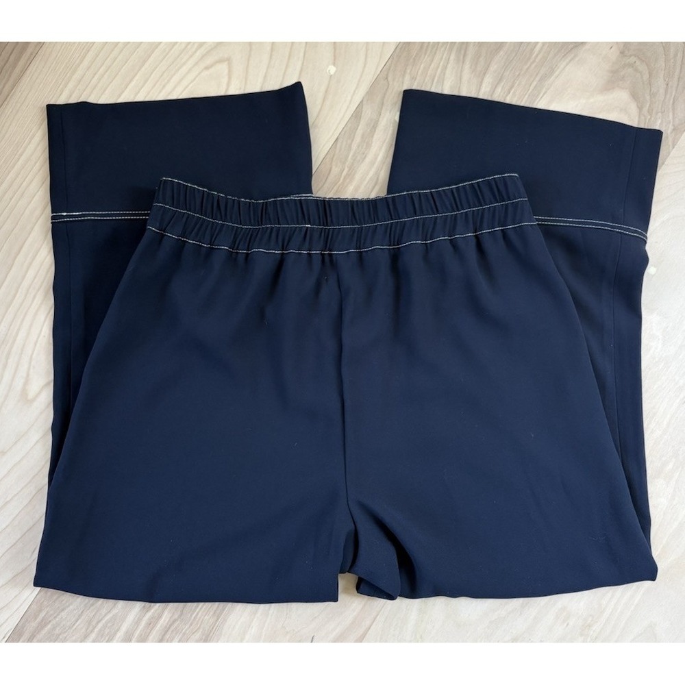 J.Crew Pull-on Crop Pant 365 Crepe Sailor Wide Leg Navy Blue Coastal Size 10 - Picture 8 of 10